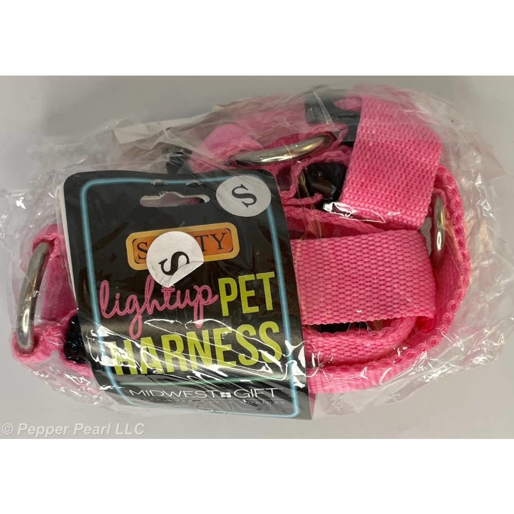 Pet Harness Safety LED Light Up Midwest Gift Button CR2032 Batteries Pink Small